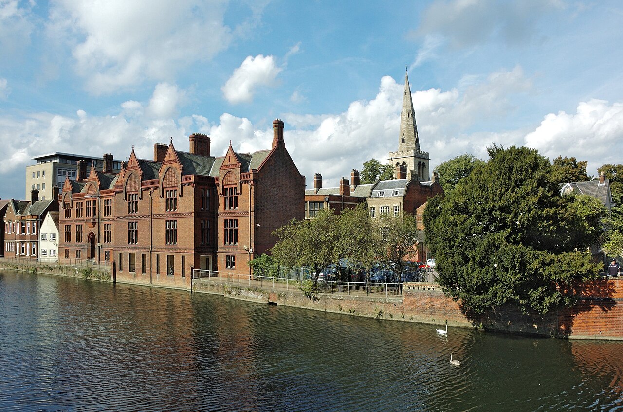 Shire Hall and St Paul’s Church beside the river in Bedford