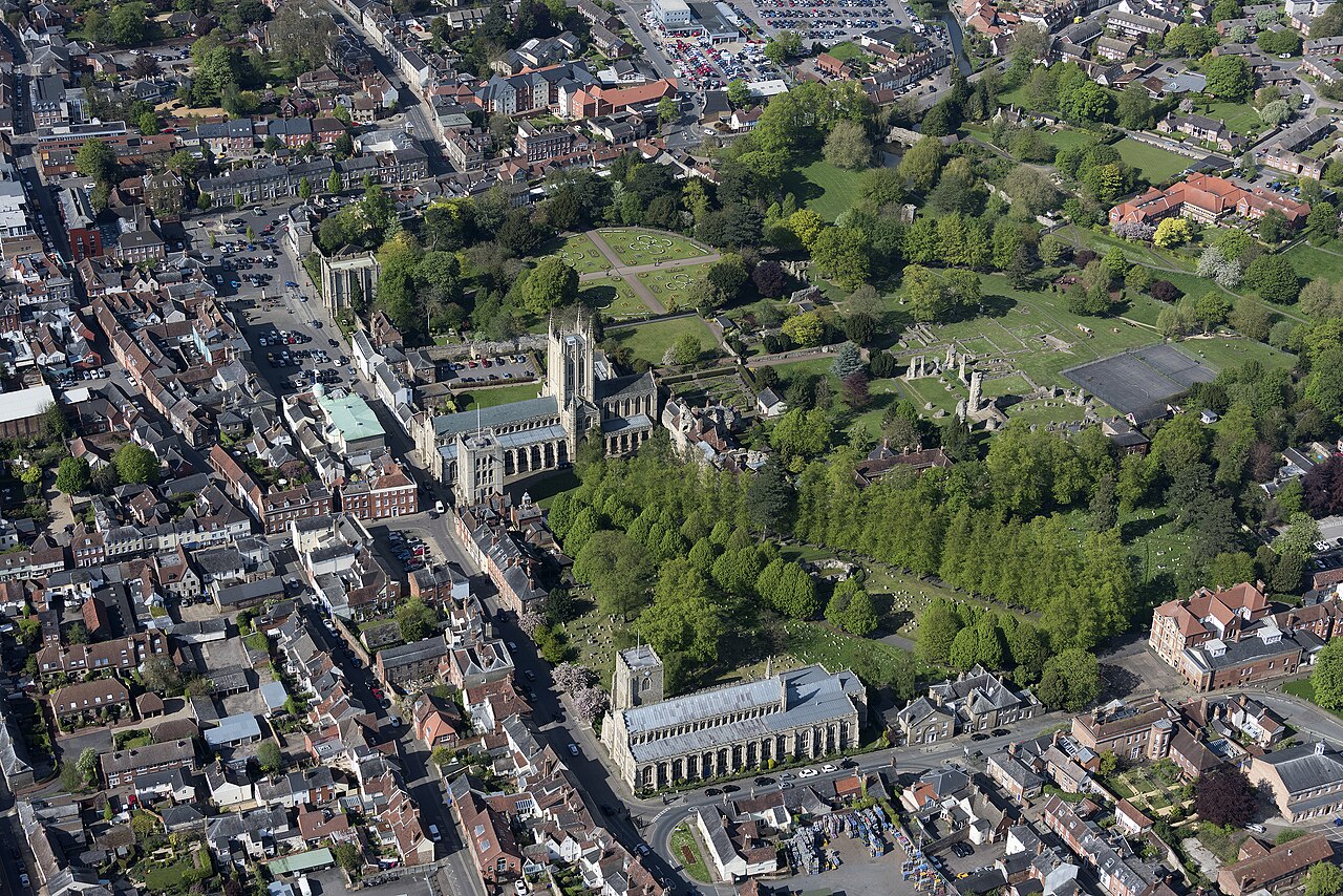 Bury St Edmunds Abbey and the surrounding town