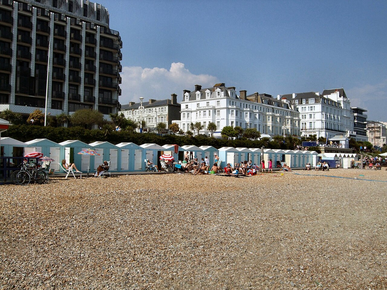Beach huts on Eastbourne seafront